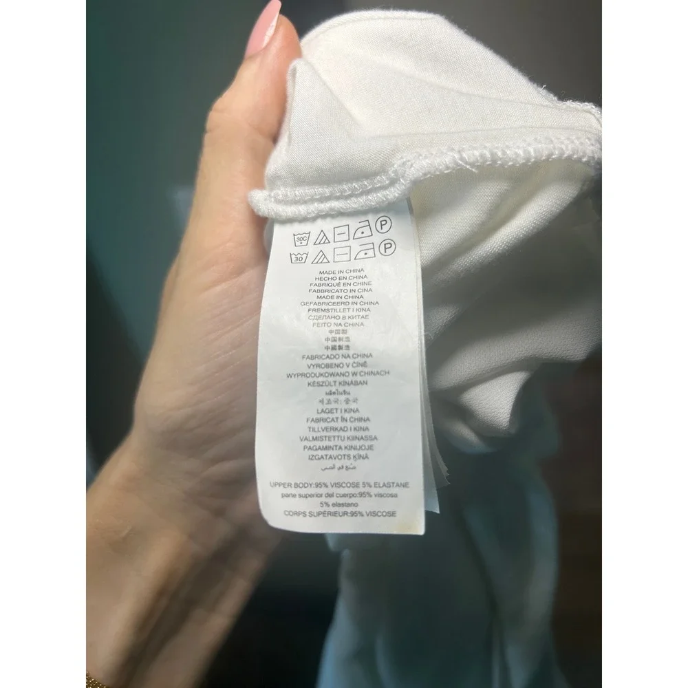 Michael Kors Tank Top Womens M White Tiered Layered Hem Sleeveless Logo Knit